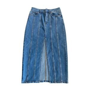 House Of Harlow 1960 Nicole Richie Denim Skirt Midi Slit Women 8 Stretch